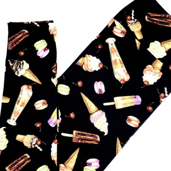 Vibrant LuLaRoe Ice Cream Print Leggings for Women - Tall & Curvy Perfect Fit - Picture 7 of 12